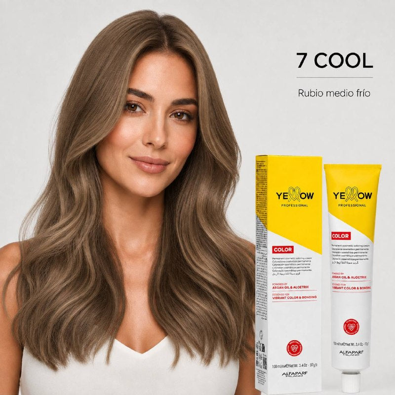 TINTE PERMANENTE PARA EL CABELLO CON ACEITE DE ARGAN Y ALOETRIX TONO 7 COOL RUBIO MEDIO FRIO ALFAPARF 100ML