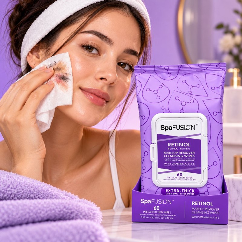 TOALLITAS HUMEDAS FACIALES DESMAQUILLANTES Y LIMPIADORAS CON RETINOL SPA FUSION 60UND