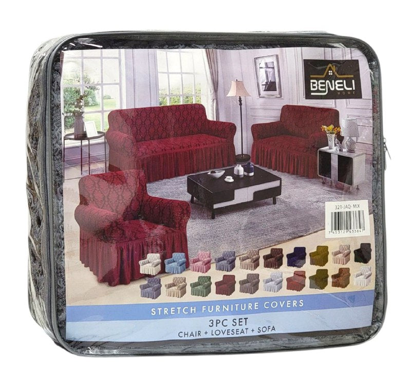 SET DE FORROS ELASTICOS DE MUEBLES, JUEGO DE 3 PIEZAS PARA MUEBLES VARIOS COLORES BENELI HOME