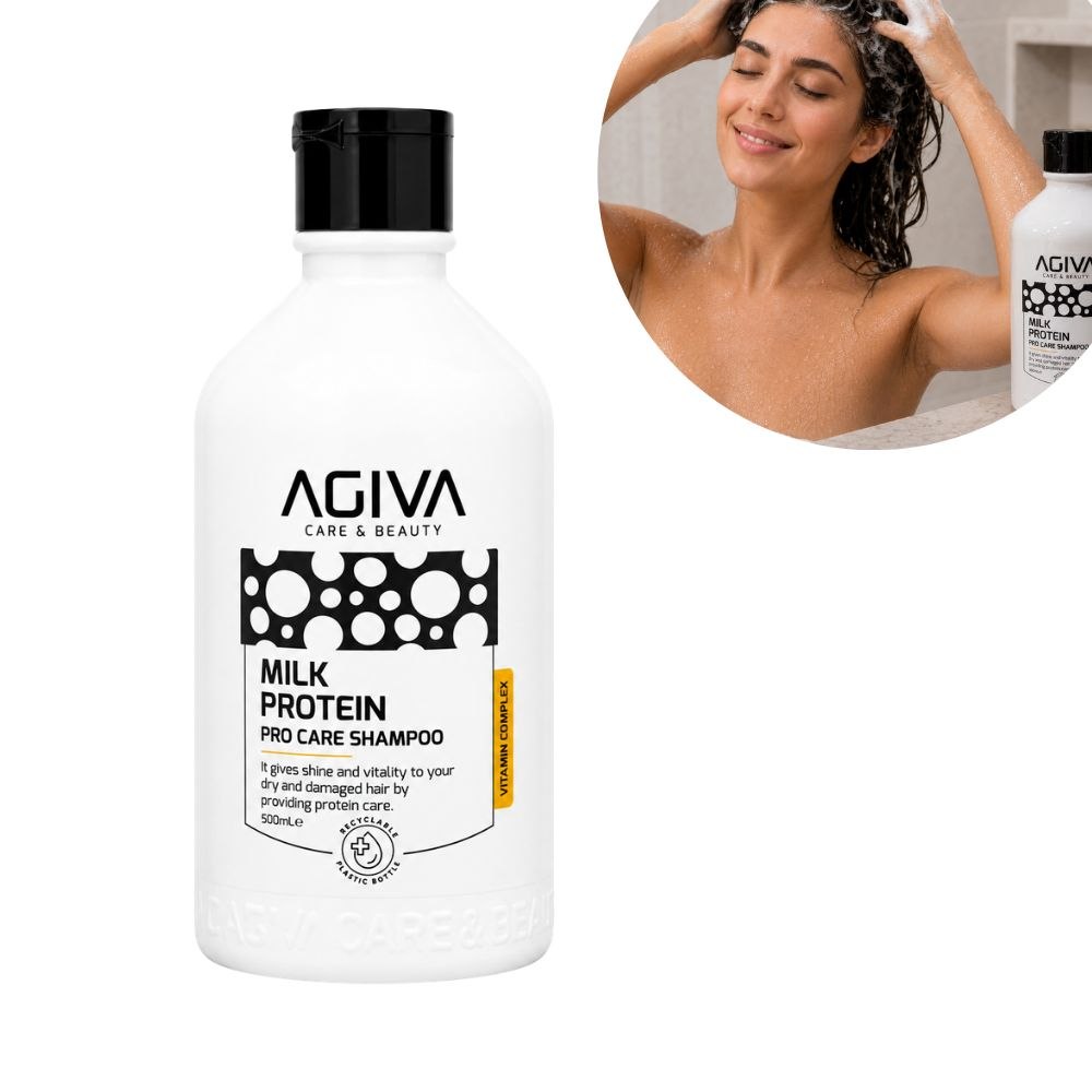 CHAMPÚ AGIVA CARE & BEAUTY PROTEÍNA DE LECHE 500ML 1 UND (COMPLEJO DE VITAMINAS PARA CABELLO SECO Y DAÑADO)