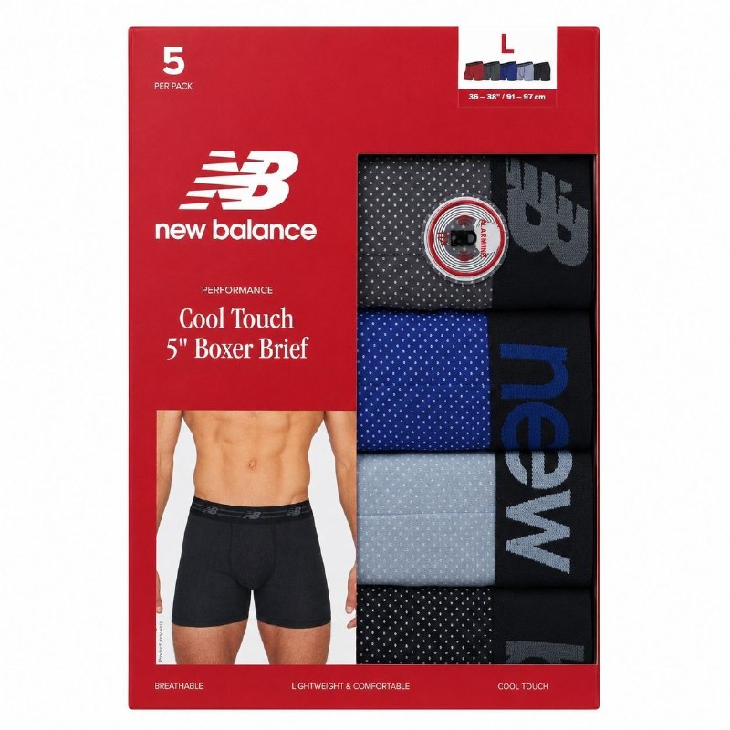 ROPA INTERIOR PARA CABALLERO NEW BALANCE BOXER BRIEF 5 UNIDADES
