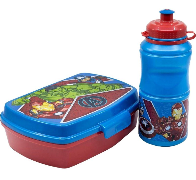 LONCHERA EN SET CON VASO MARVEL AVENGERS