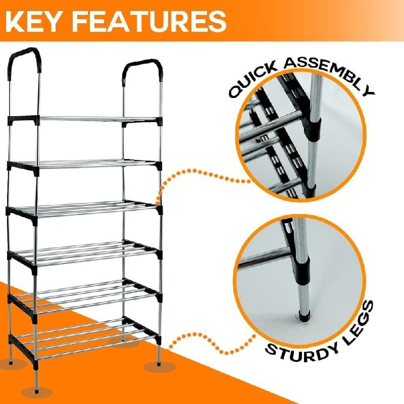ESTANTE ORGANIZADOR DE ZAPATOS DE 6 NIVELES, GRAN CAPACIDAD 24 PARES, ACERO GALVANIZADO