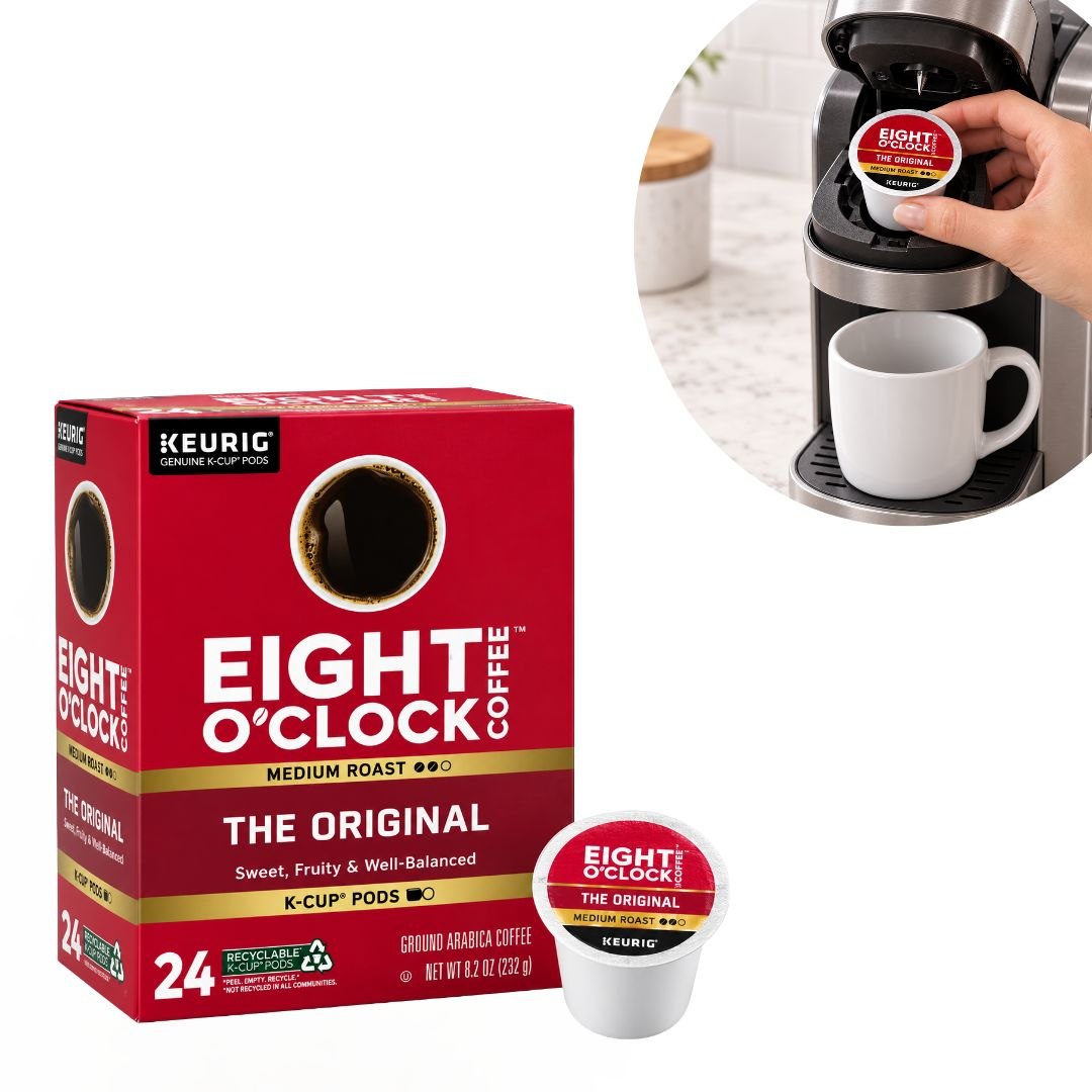 CAFÉ MOLIDO EN CÁPSULAS K-CUP EIGHT O'CLOCK 100% ARÁBICA TUESTE MEDIO KEURIG 237G