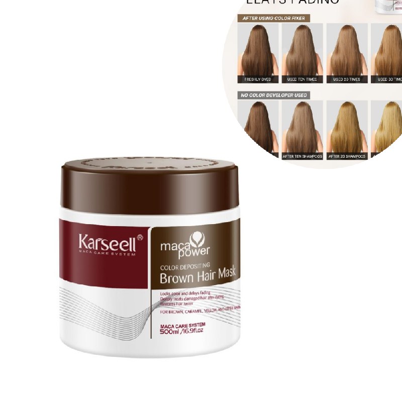 MASCARILLA CAPILAR MARRON DEPOSITANTE DE COLOR Y REPARADORA CON ESENCIA DE MACA PERUANA KARSEELL 500ML