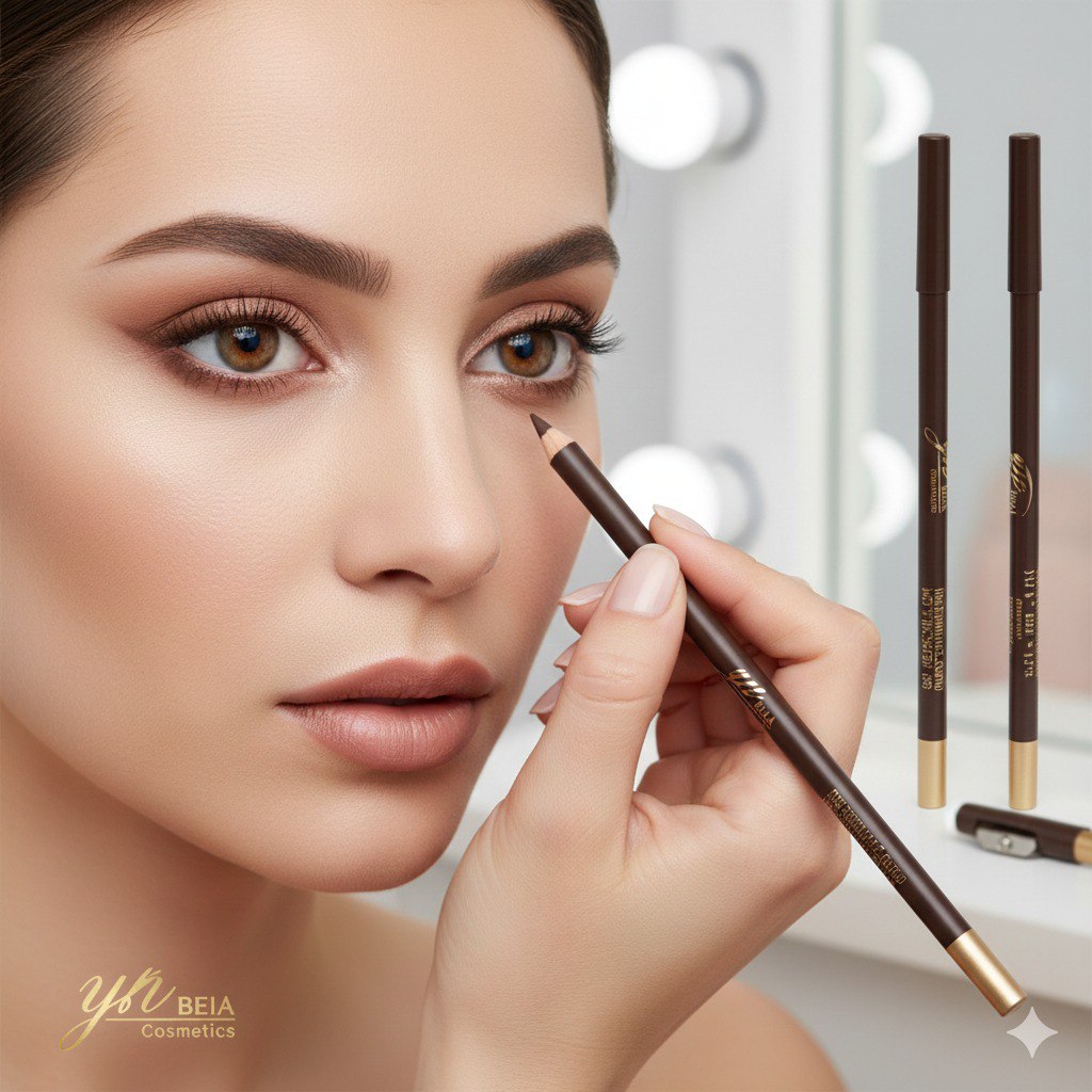 DELINEADOR DE OJOS EN LAPIZ COLOR CAFE 24 HRS A PRUEBA DE AGUA YH BEJA COSMETICS 1.8G