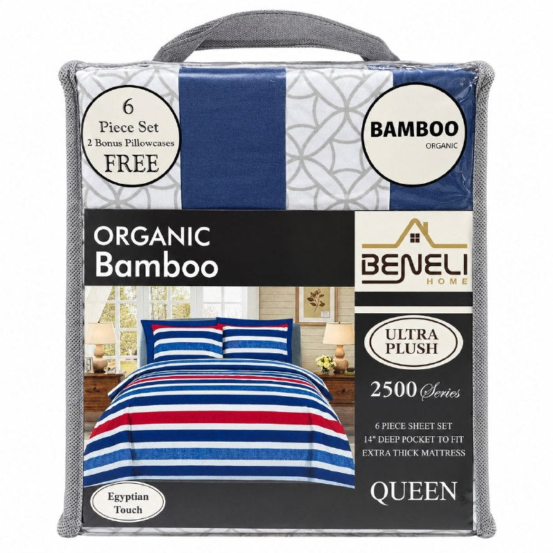 JUEGO DE SABANAS QUEEN DE 6 PIEZAS EN MICROFIBRA Y BAMBU BENELI HOME