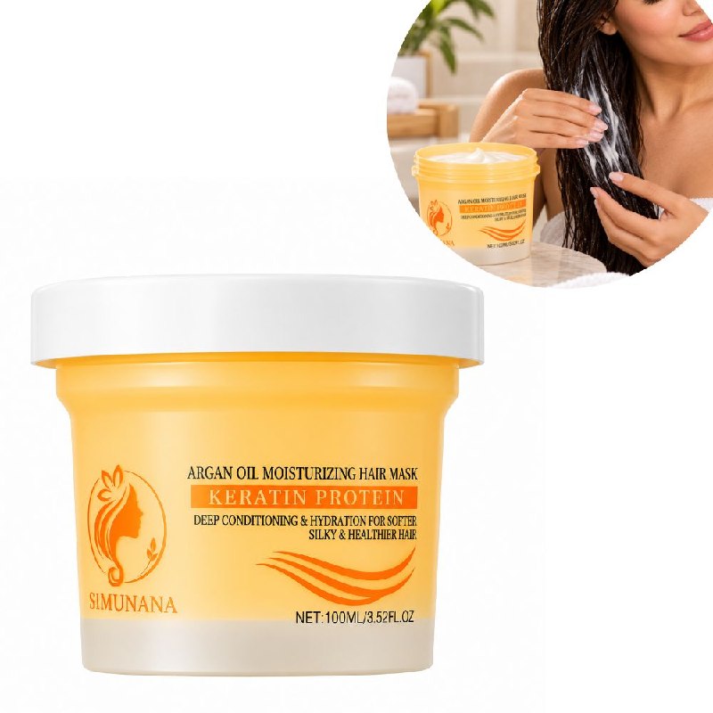 MASCARILLA CAPILAR HIDRATANTE PARA CABELLO SECO O DAÑADO DE ACEITE DE ARGAN Y PROTEINA DE KERATINA SIMUNANA 100ML