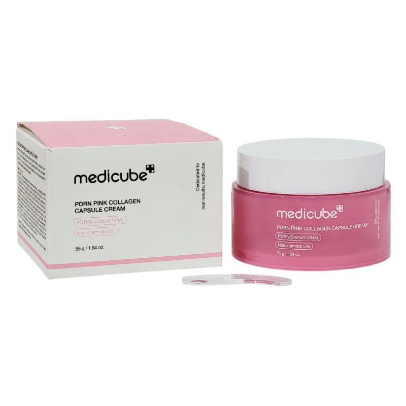 CREMA FACIAL COREANA DE CAPSULA HIDRATANTE Y ANTIEDAD DE COLAGENO ROSA Y PDRN MEDICUBE 55G