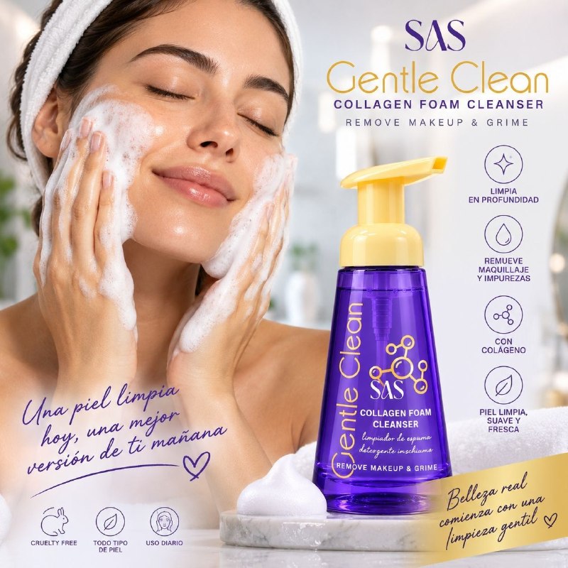 LIMPIADOR FACIAL EN ESPUMA SUAVE ENRIQUECIDO CON COLAGENO SAS 310ML