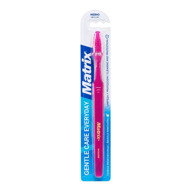 CEPILLO DE DIENTES DE LIMPIEZA PROFUNDA CON CERDAS DE MEDIA DUREZA Y MANGO ERGONOMICO MATRIX 19CM