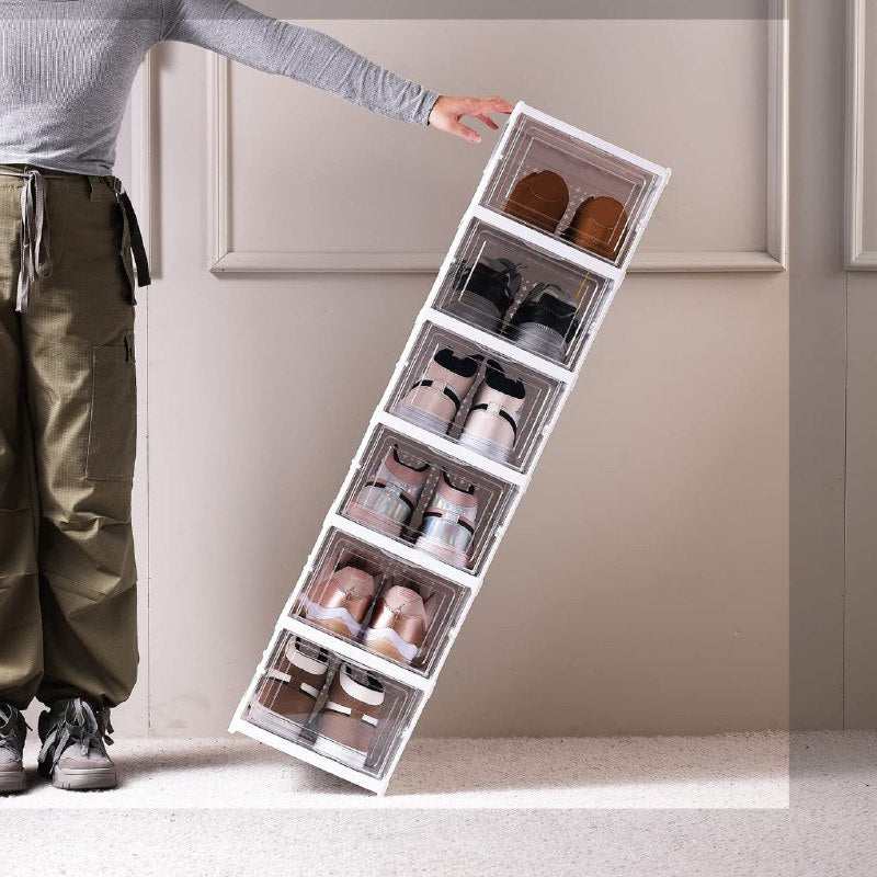ORGANIZADOR DE ALMACENAMIENTO DE ZAPATOS PLASTICO RESISTENTE Y DURADERO DE 6 CAPAS PLEGABLE, FACIL INSTALACION, MAXIMIZA EL ESPACIO COLOR BLANCO
