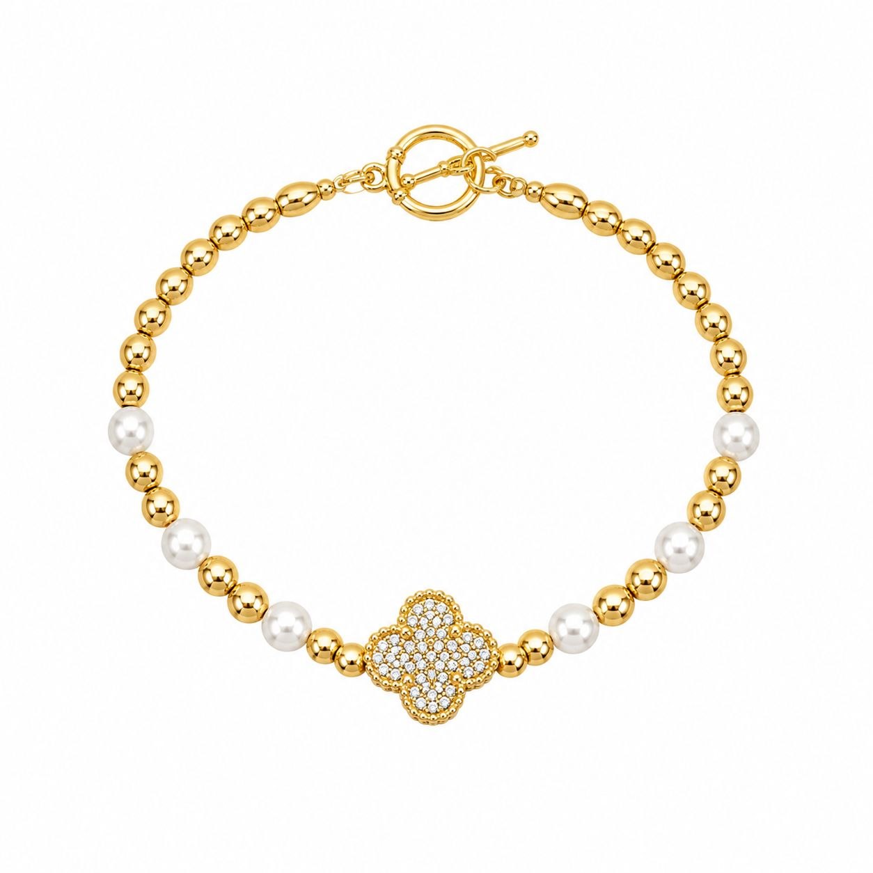 PULSERA DE ENCHAPE PARA DAMA CON DISEÑO DE FLOR