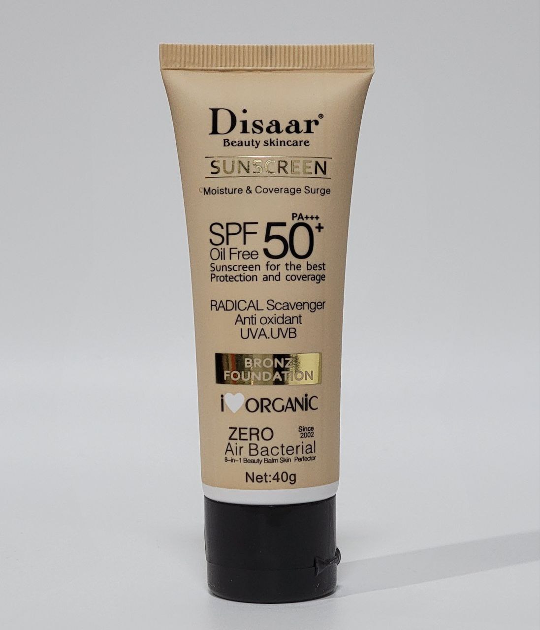 PROTECTOR SOLAR EN CREMA CON COLOR Y TRATAMIENTO ANTIEDAD SPF 50 DISAAR BEAUTY SKINCARE 40G