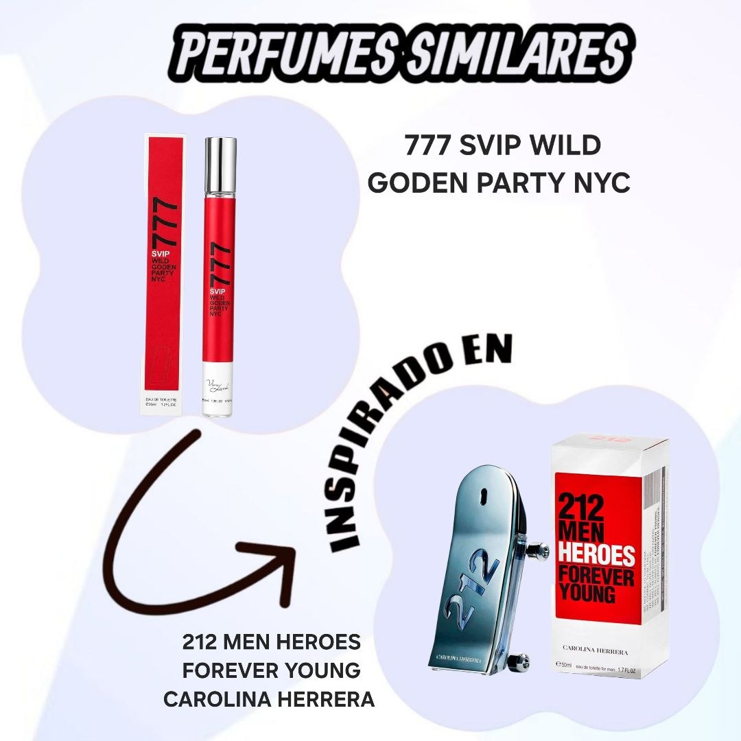 PERFUME DE TUBO 777 SVIP WILD GODEN PARTY NYC 35ML 1 UND (DUPE 212 MEN HEROES CAROLINA HERRERA)