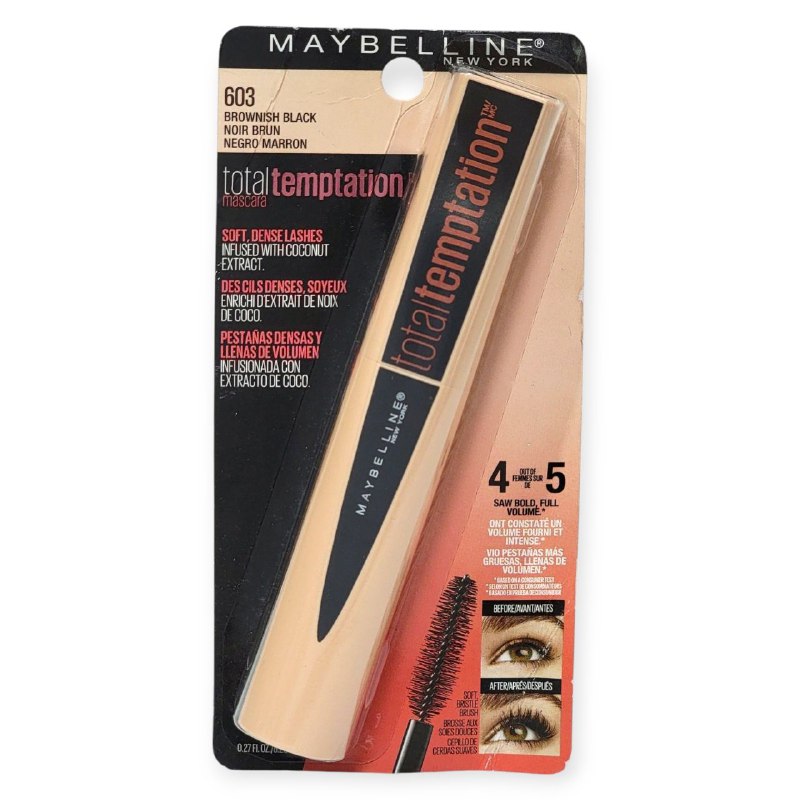 RIMEL PAR PESTAÑAS DENSAS Y LLENAS DE VOLUMEN CON EXTRACTO DE COCO MAYBELLINE NEW YORK 603 TOTAL TEMPTATION 8.25ML