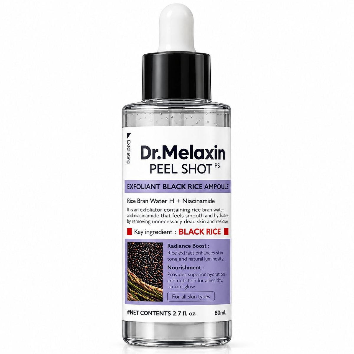 AMPOLLA EXFOLIANTE DE ARROZ NEGRO PEEL SHOT PS DR.MELAXIN 80ML