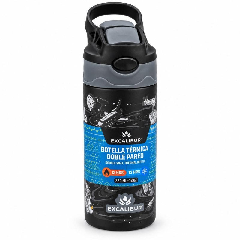 BOTELLA TERMICA DE DOBLE PARED CON ASA PARA NIÑOS EXCALIBUR 350ML