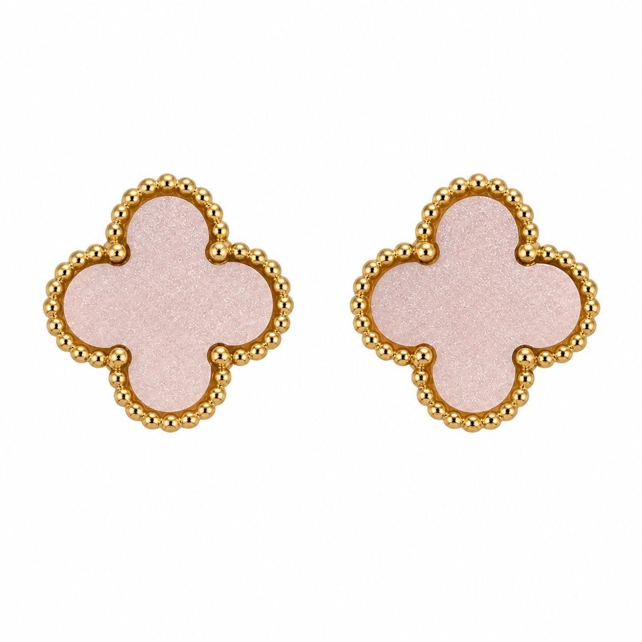 ARETES DE ENCHAPE PARA DAMA CON MOTIVO DE TRÉBOL VINTAGE