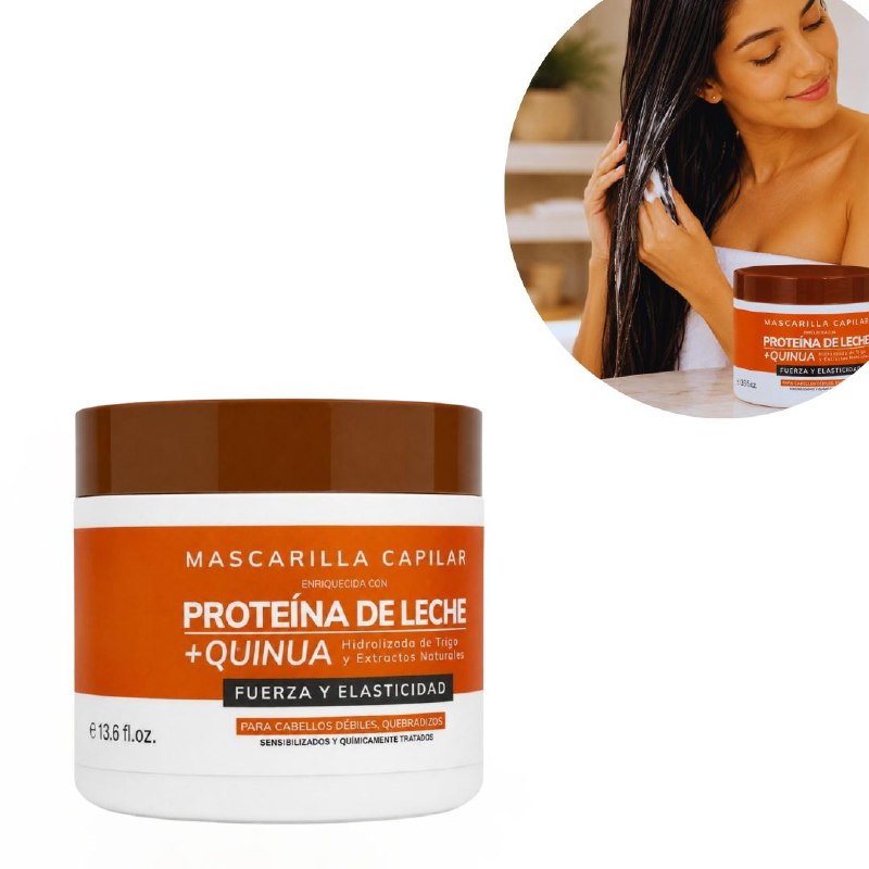 MASCARILLA PARA EL CABELLO NUTRITIVA E HIDRATANTE DE PROTEINA DE LECHE Y QUINUA MAXYBELT 400ML