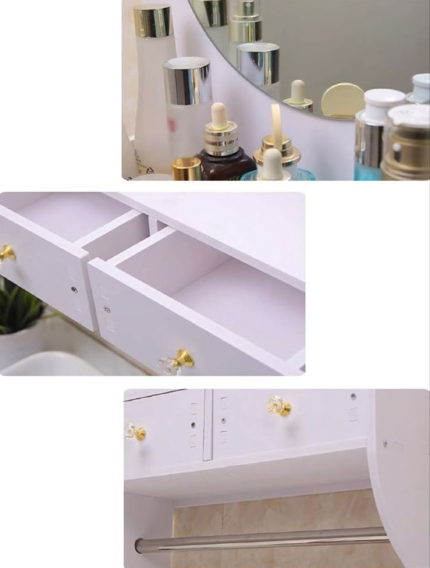 ESTANTE ORGANIZADOR DE PARED PARA BAÑO, TOCADOR CON ESPEJO COLOR BLANCO