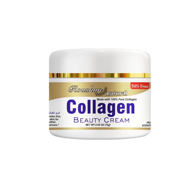 CREMA FACIAL HIDRATANTE ANTIENVEJECIMIENTO DE ALTA CALIDAD CON COLAGENO 100% PURO, DA ELASTICIDAD A LA PIEL, FIRME Y JOVEN ROSTRO O CUERPO, MAÑANA O NOCHE ROUSHUN NATURAL 75G