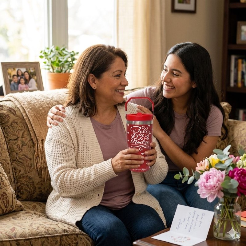 TERMO PORTATIL DE ALTA RESISTENCIA DE ACERO INOXIDABLE DEL DIA DE LAS MADRES 600ML