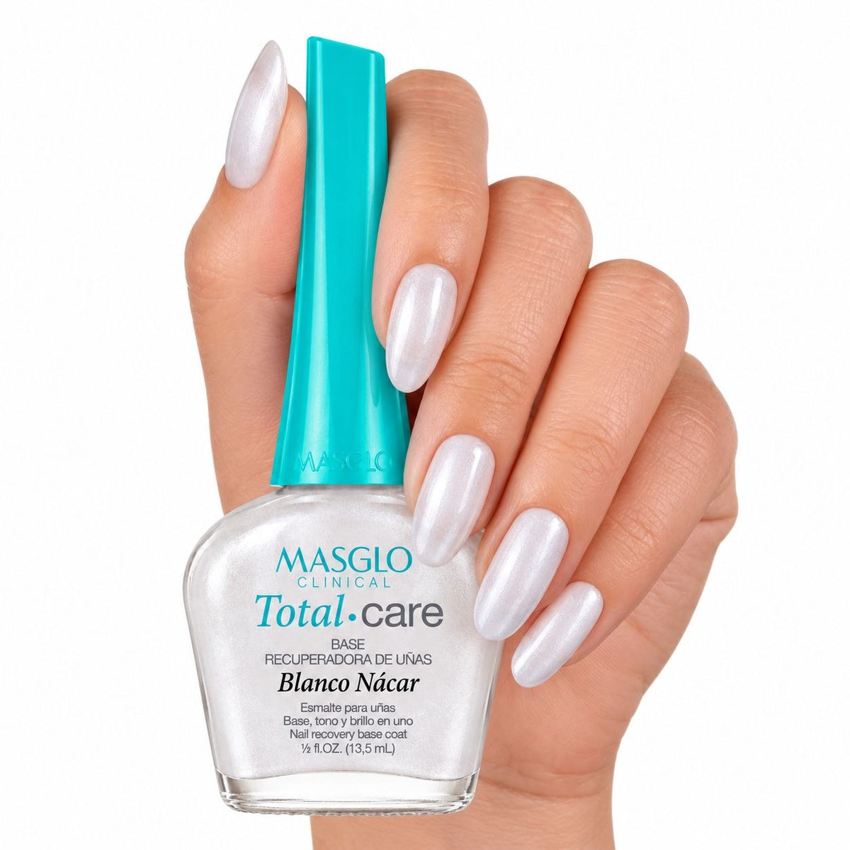 ESMALTE PARA UÑAS BASE RECUPERADORA DE UNAS CLINICAL TOTAL CARE BLANCO NACAR MASGLO 13.5ML
