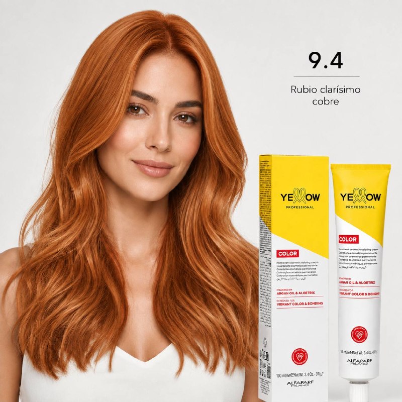 TINTE PERMANENTE PARA EL CABELLO CON ACEITE DE ARGAN Y ALOETRIX TONO 9.4 RUBIO CLARISIMO COBRE ALFAPARF 100ML