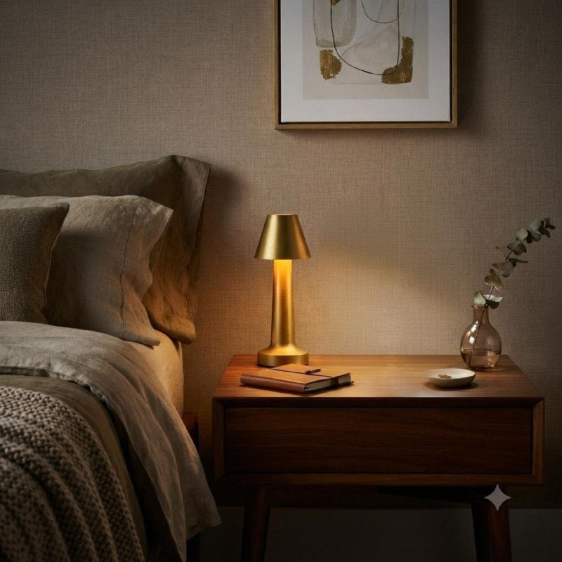 LAMPARA DE MESA LED PORTATIL Y RECARGABLE MINIMALISTA Y ELEGANTE 23.5X9X9.5X4X6.5CM