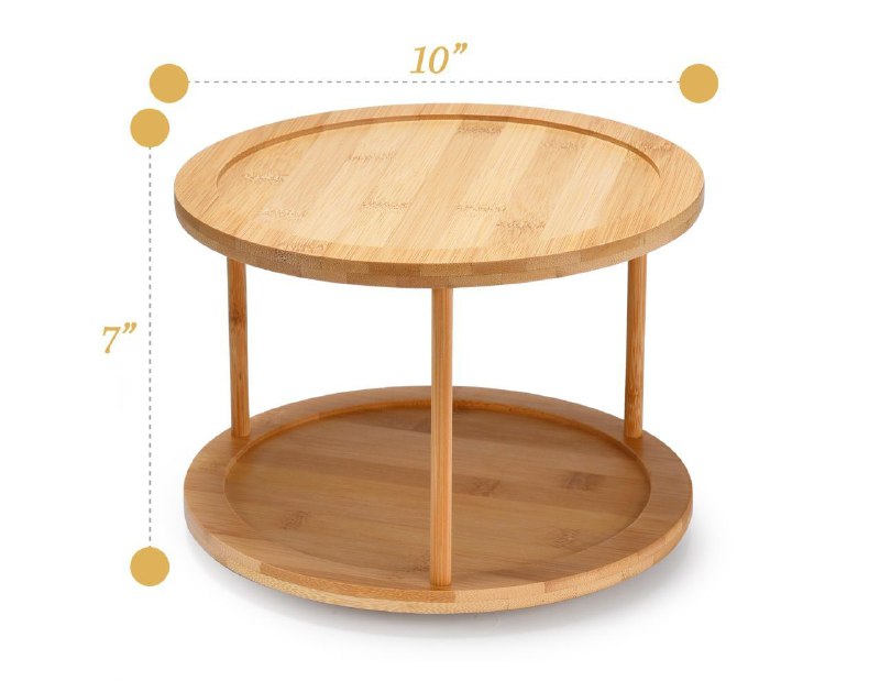 ORGANIZADOR DE ESPECIAS GIRATORIO DE BAMBU DE 2 NIVELES PARA COCINA 10X7"