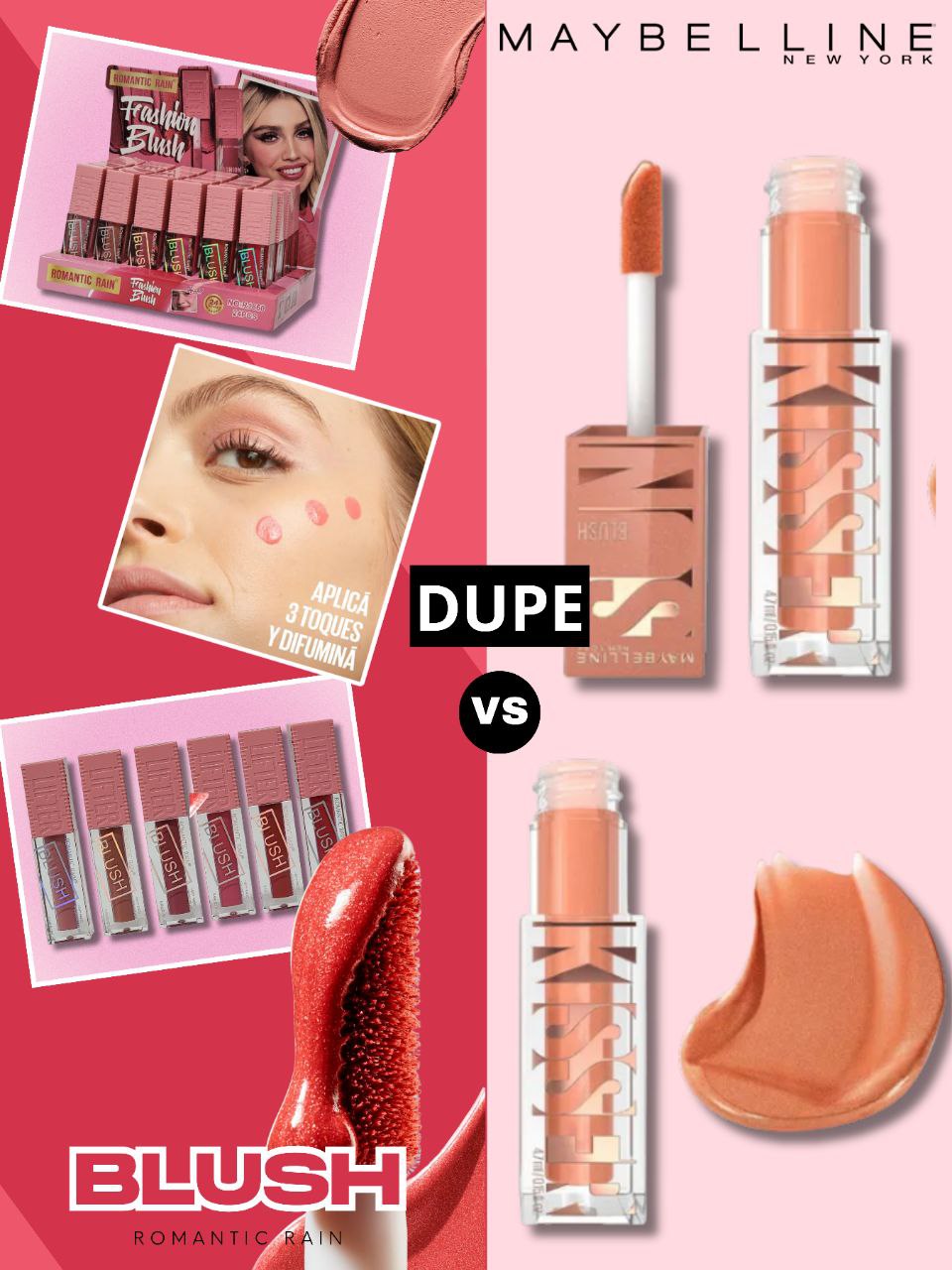 BLUSH LIQUIDO 6 TONOS LIFTER ROMANTIC RAIN 5.4ML (DUPE DE MAYBELLINE)