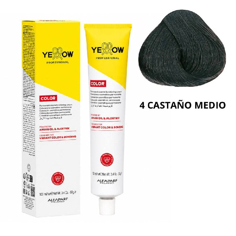 TINTE PERMANENTE PARA EL CABELLO CON ACEITE DE ARGAN Y ALOETRIX TONO 4 CASTAÑO MEDIO ALFAPARF 100ML