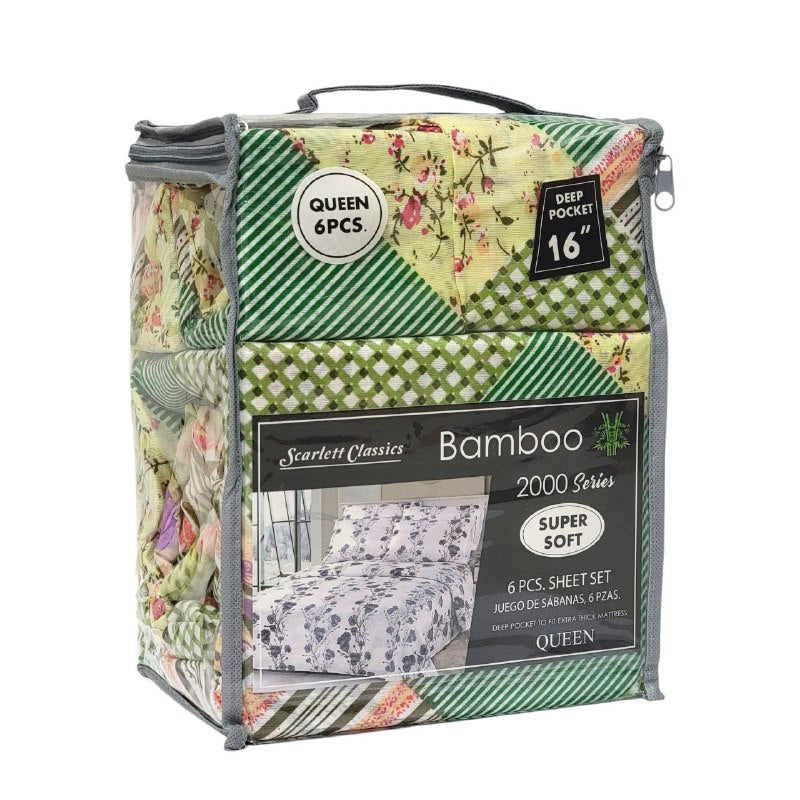 JUEGO DE SABANAS CAMERA DE 6 PIEZAS QUEEN SCARLETT CLASSICS BAMBOO, 54 ESTILOS