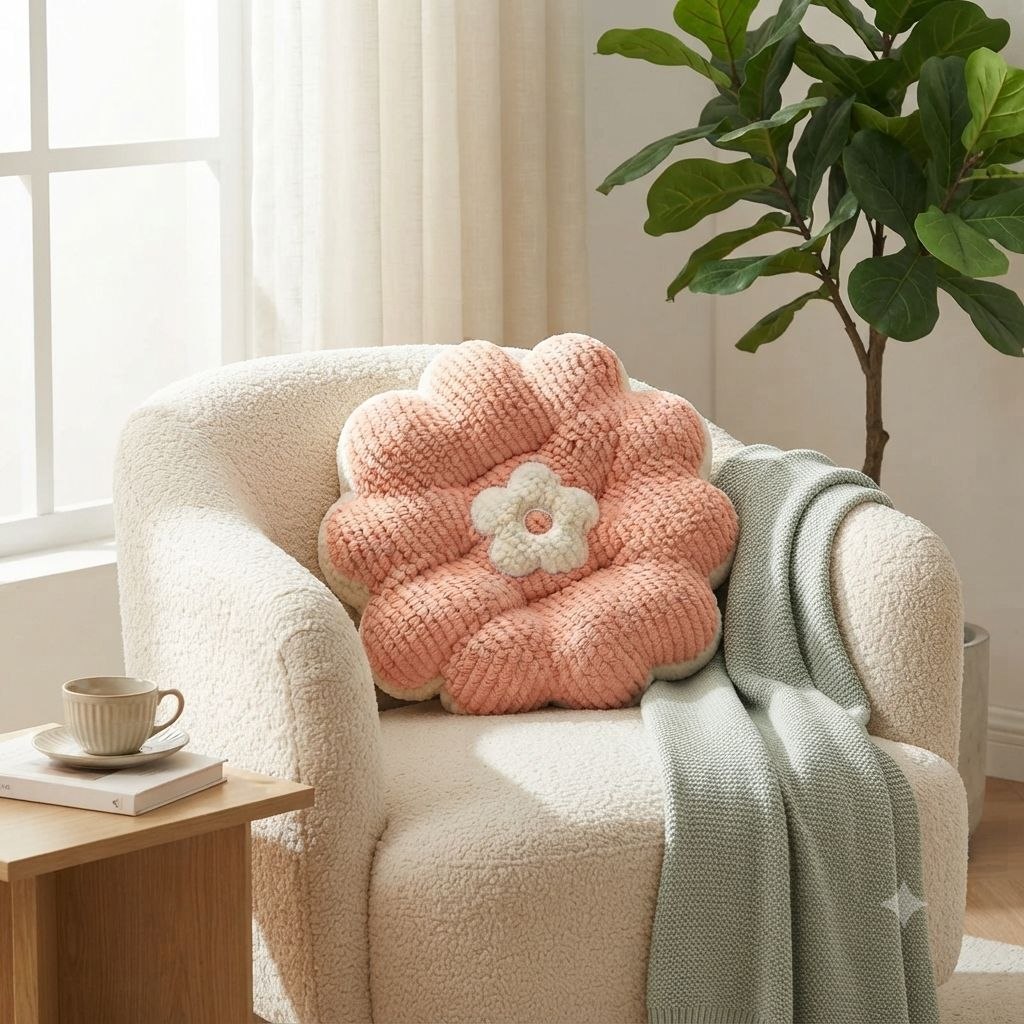 COJÍN EN FORMA DE FLOR PREMIUM ASIENTO DE PANA SUAVE Y DISEÑO ERGONÓMICO BICOLOR 42x46.3 CM