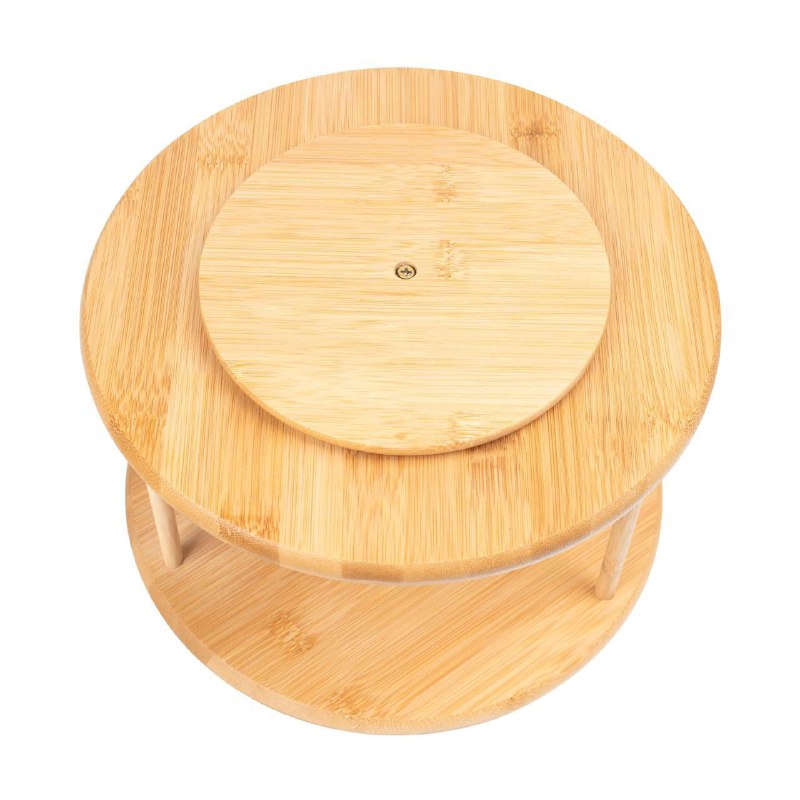 ORGANIZADOR DE ESPECIAS GIRATORIO DE BAMBU DE 2 NIVELES PARA COCINA 10X7"