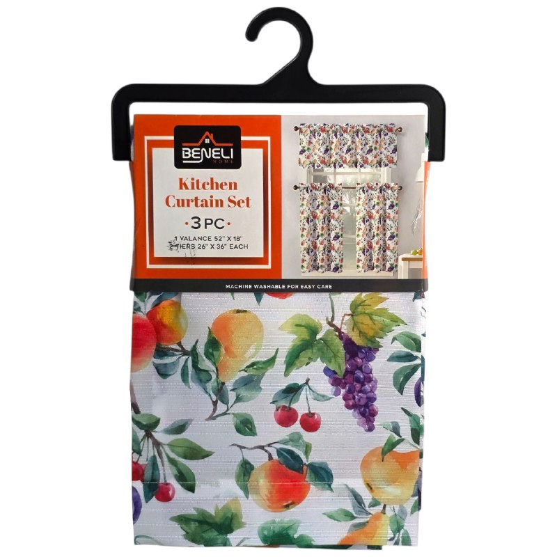 CORTINAS PARA HOGAR COCINA, ELEGANTES EN SET DE 3 PIEZAS BENELI HOME