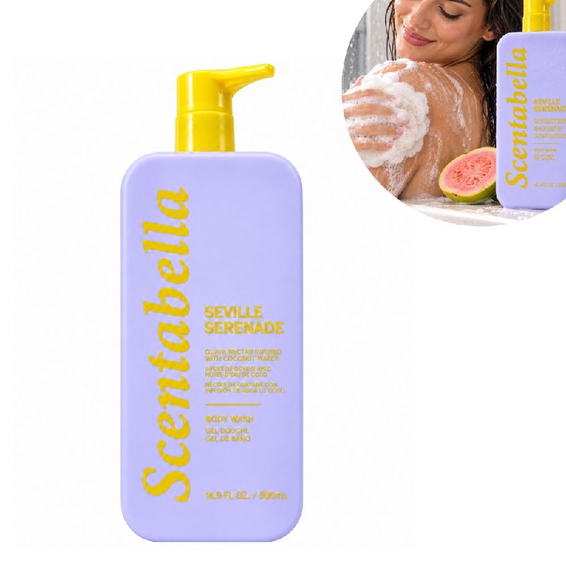 GEL DE DUCHA HIDRATANTE SUAVE AROMATICO DE GUAYABA Y AGUA DE COCO SCENABELLA 500ML