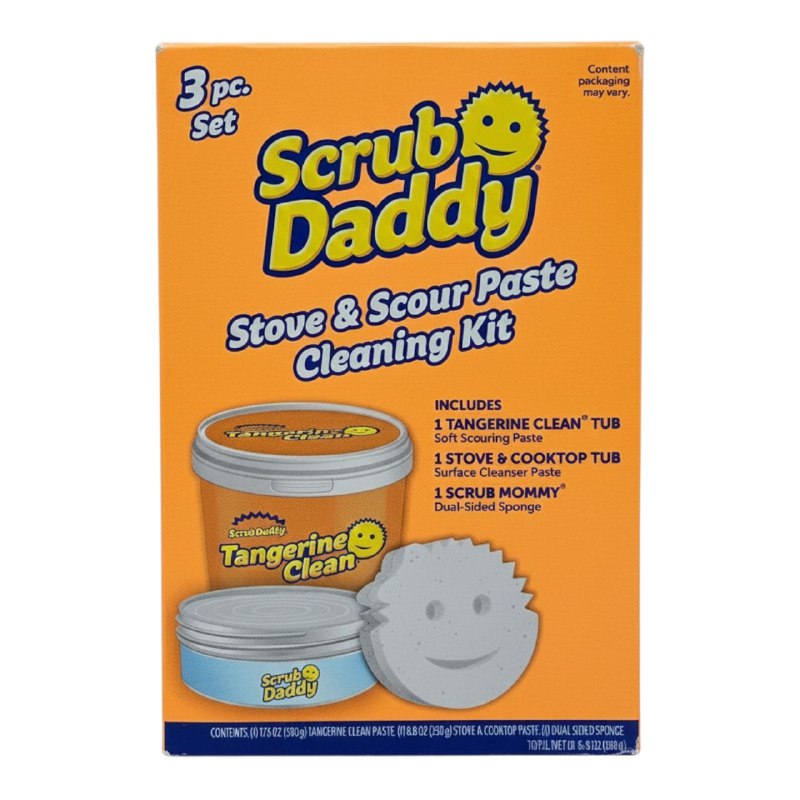 PASTE EN SET DE LIMPIEZA PARA ESTUFAS DE 3 PIEZAS, LIMPIA, PULE Y PROTEGE LAS ESTUFAS DE CERAMICA, VIDRIO Y GAS SCRUB DADDY STOVE 760G