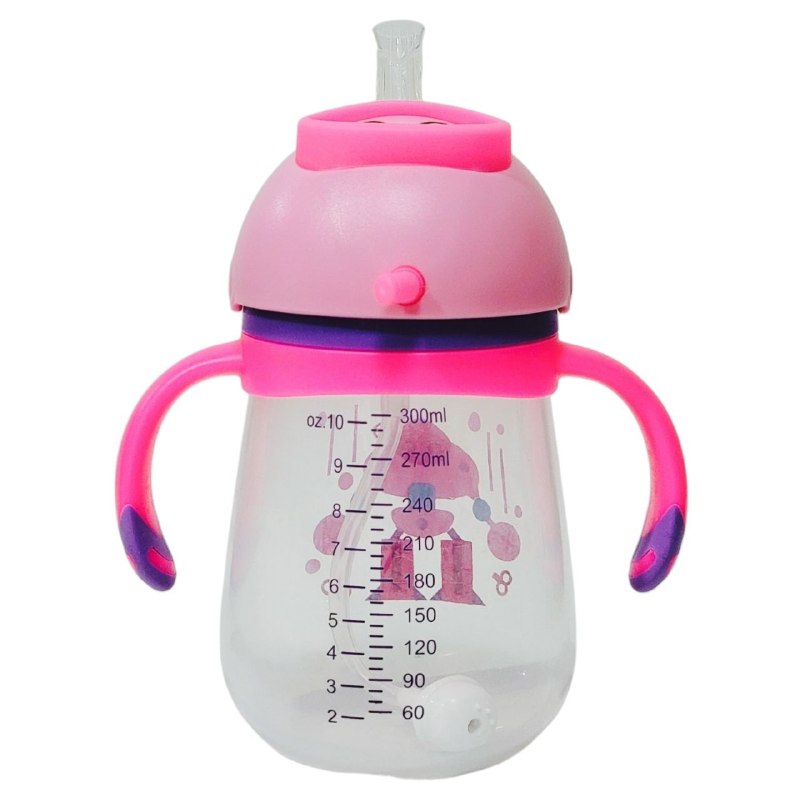 VASO ENTRENADOR ANTIDERRAME TIPO BIBERON CON PAJILLA PARA BEBES SMILY BABY 300ML