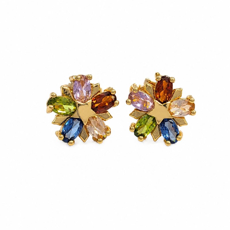 ARITOS DE ENCHAPE PARA DAMA CON DISEÑO ESTRELLA  1 CM