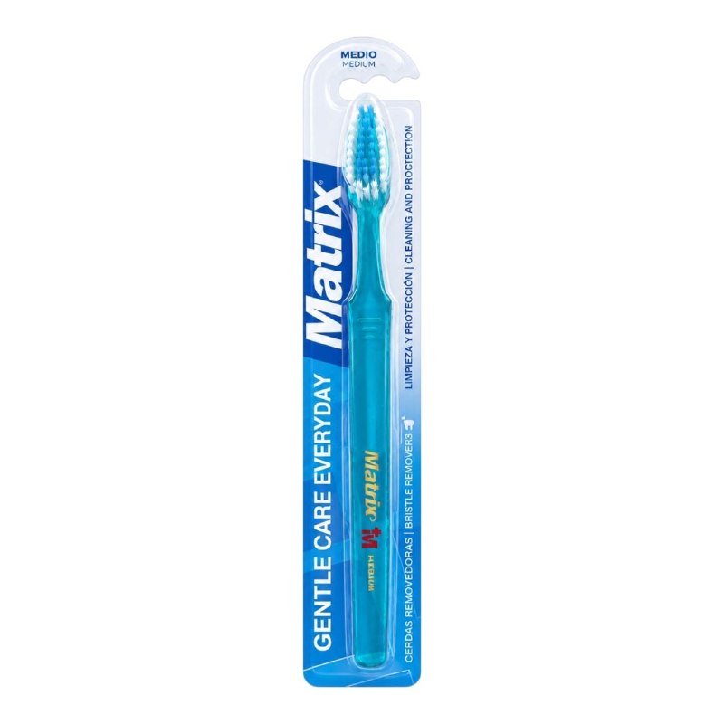 CEPILLO DE DIENTES DE LIMPIEZA PROFUNDA CON CERDAS DE MEDIA DUREZA Y MANGO ERGONOMICO MATRIX 19CM