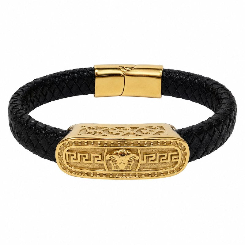 PULSERA DE ENCHAPE PARA CABALLERO CON DISEÑO GRIEGO DE MEDUSA 24CM