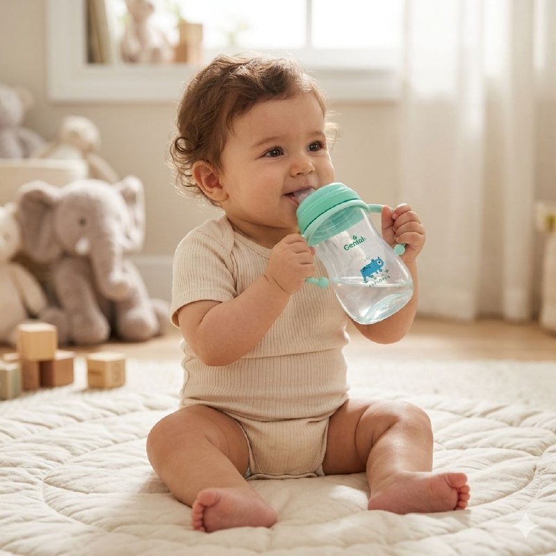 VASO DE ENTRENAMIENTO ANTIDERRAME PARA BEBES ERGONOMICO GENIAL 280ML