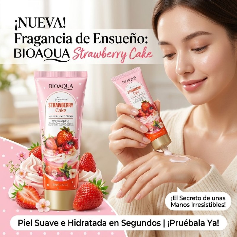 CREMA PARA MANOS DE FRESA HIDRATANTE CONTRA LA RESEQUEDAD BIOAQUA 80G
