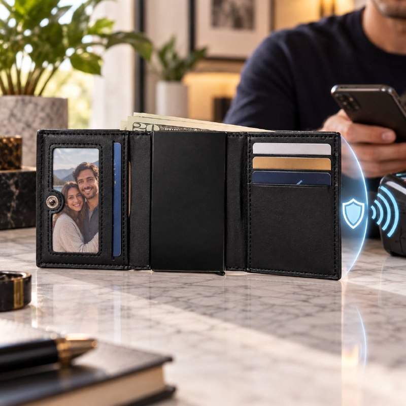 BILLETERA COMPACTA CON TARJETERO Y PROTECCION RFID BAELLERRY 9X8CM