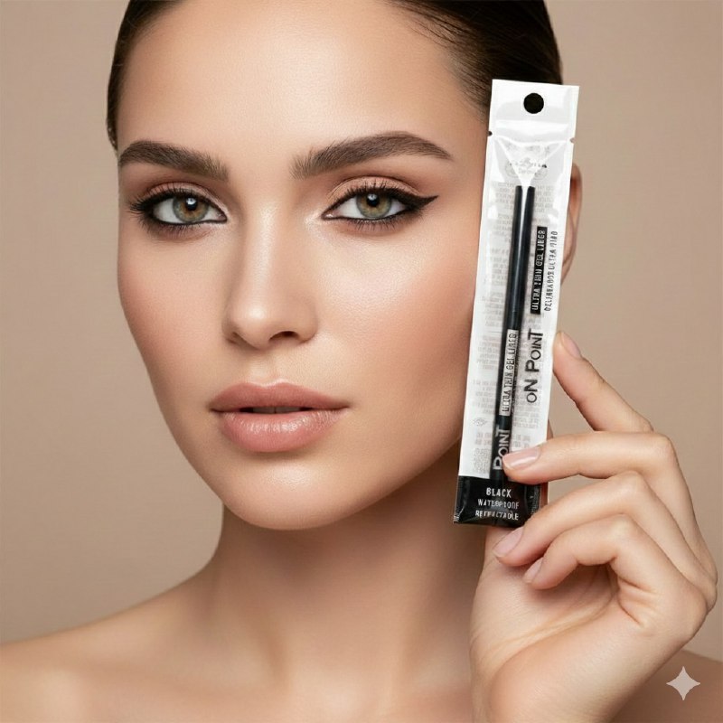 DELINEADOR DE OJOS RETRACTIL ULTRA FINO COLOR NEGRO APRUEBA DE AGUA ITALIA DELUXE