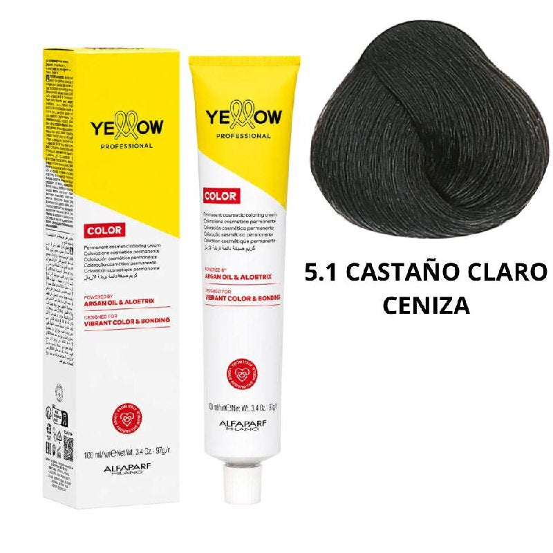 TINTE PERMANENTE PARA EL CABELLO CON ACEITE DE ARGAN Y ALOETRIX TONO 5.1 CASTAÑO CLARO CENIZA ALFAPARF 100ML