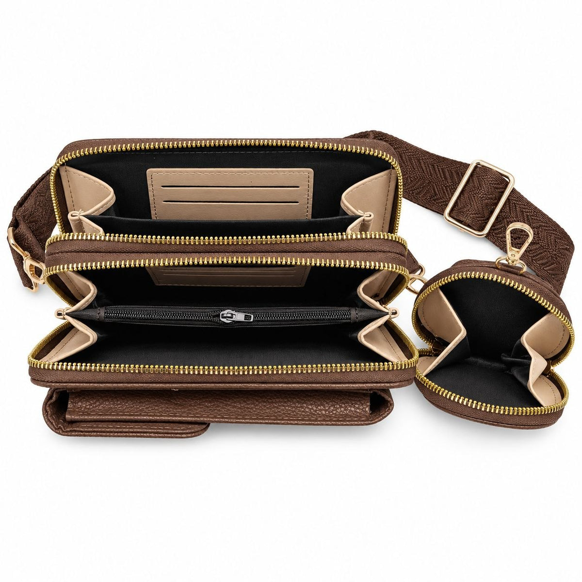 CARTERA CRUZADA CON MINI MONEDERO Y CORREA AJUSTABLE TABU 19X12CM