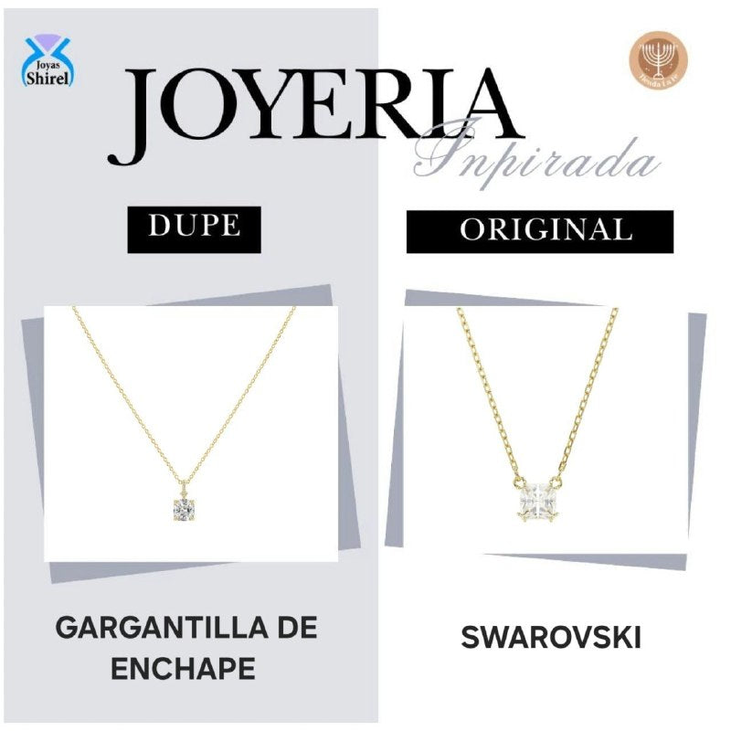 GARGANTILLA DE ENCHAPE PARA DAMA CON SOLITARIO DE CIRCÓN CORTE COJÍN / PRINCESA Y PASADOR EN PAVÉ